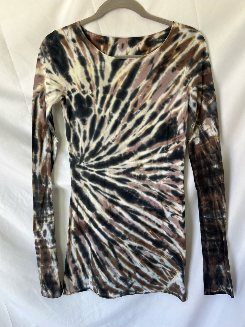 NWOT Womens HARD TAIL 90% Cotton Tie Dye Grey/Pink Tunic Top